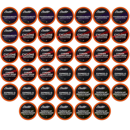 Brooklyn Beans Coffee Pods, Bold Gourmet Variety Pack - Compatible with Keurig 2.0 K Cup Brewers, 40 Count, Strong and Intense Dark Roast