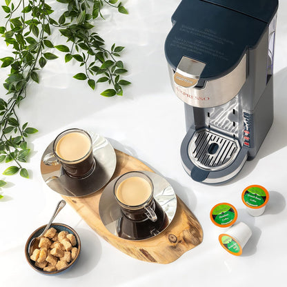 Mixpresso Gray Single Serve Coffee Brewer K-Cup Pods Compatible & Ground, 30 oz Compact Coffee Maker Single Serve With 5 Brew Sizes Up To 14 Oz, Fits Travel Mug, Adjustable Drip Tray
