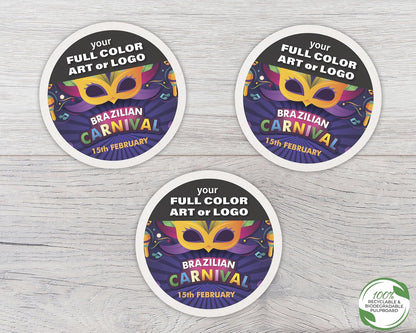 B.E. Green Custom Coasters - Pulpboard Personalized Coasters for Drinks - Full Color Print - Reusable & Absorbent - Beverage Coaster - Promotional Events & Celebrations - Pack of 50-4" Round Coaster
