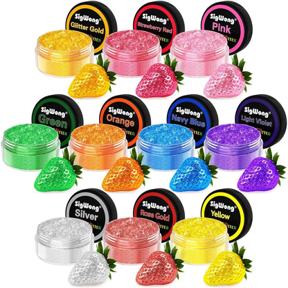 Edible Glitter - 10 Colors Luster Dust Edible Set for Drinks, Food Grade Edible Glitter Dust for Cake Decorating, Cocktail, Fondant, Strawberries, Candy, Cookie, Chocolate. Vegan and Gluten Free - 4g/bottle
