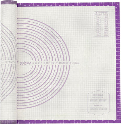 26 * 16 inches Purple, Non-Slip Silicone Baking Sheets - Baking Mat with 0.7mm Thickness - Non-Stick Pastry & Cookie Mat for Kitchen Counter for Rolling Out Dough with Measurements.