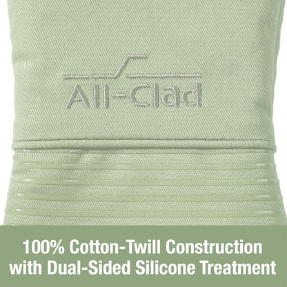 Extra Long Silicone Oven Mitts Heat Resistant 500 Degrees, 1 Pack, 14"x7" Fennel, All-Clad Kitchen Textiles