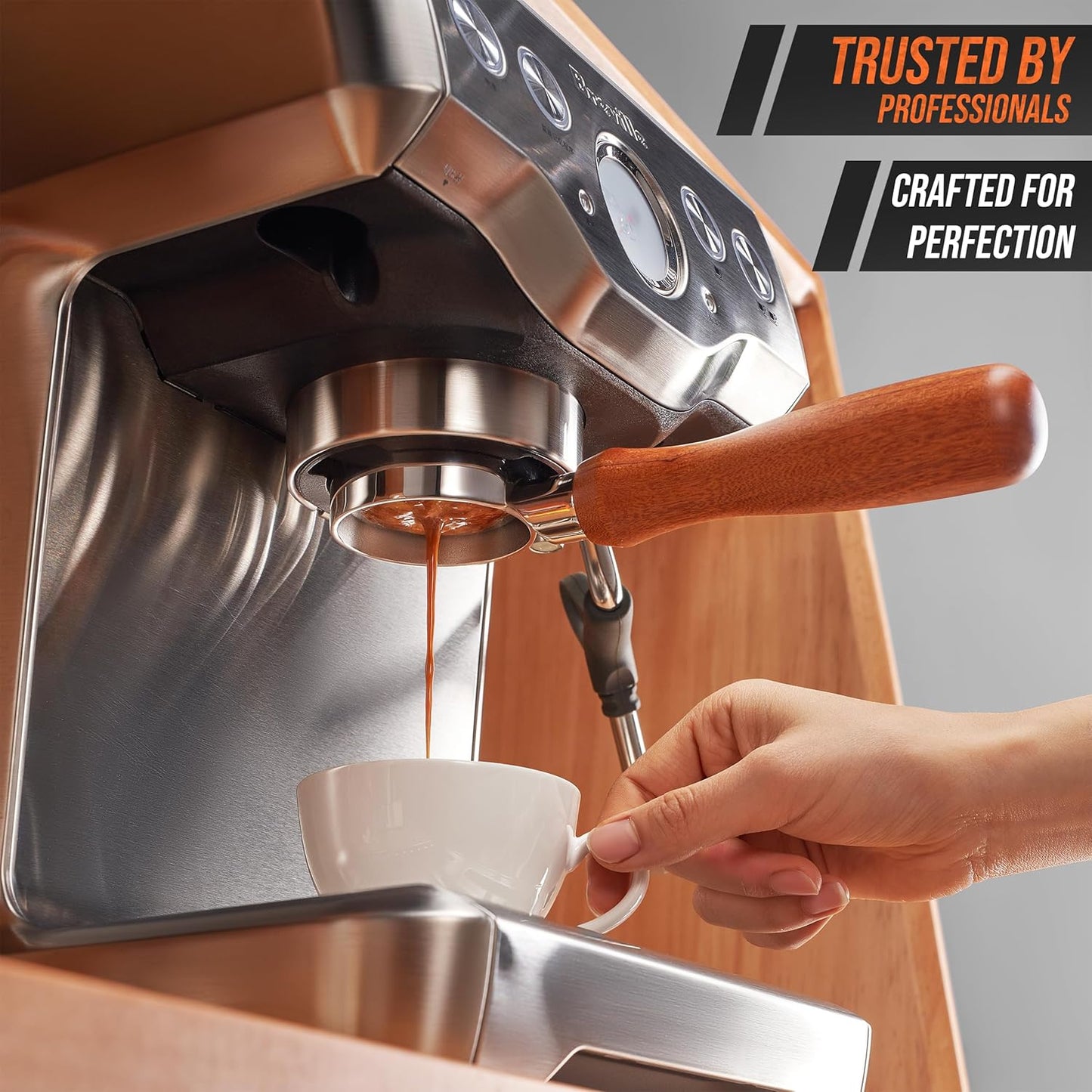 54mm Bottomless Portafilter-Tamper-Milk Frother-WDT Tool-Breville-Rosewood -Barista Coffee Espresso machine Accessories-Premium-Gift for Coffee Lovers MODBARISTA Premium Barista 4-IN-1 kit