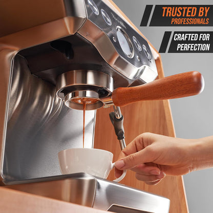 54mm Bottomless Portafilter-Tamper-Milk Frother-WDT Tool-Breville-Rosewood -Barista Coffee Espresso machine Accessories-Premium-Gift for Coffee Lovers MODBARISTA Premium Barista 4-IN-1 kit