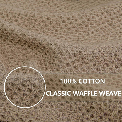 Homaxy 100% Cotton Waffle Weave Kitchen Dish Cloths, Ultra Soft Absorbent Quick Drying Dish Towels, 12 x 12 Inches, 12-Pack, Tan