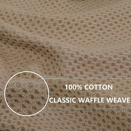 Homaxy 100% Cotton Waffle Weave Kitchen Dish Cloths, Ultra Soft Absorbent Quick Drying Dish Towels, 12 x 12 Inches, 12-Pack, Tan