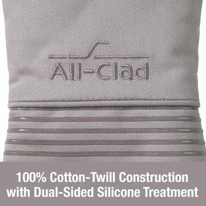 All-Clad Premium Silicone Oven Mitt: Heat Resistant to 500 Degrees - 100% Cotton & Silicone, 14"x7" Pot Holder for Kitchen and Barbeque, (1-Pack), Titanium Gray