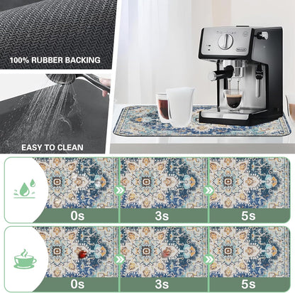 Bohemian Textile Rug Texture Dish Drying Mat,16"X24" Absorbent Fast Dish Drying Mat for Kitchen Counter Pot and Pan, Kitchen Accessories