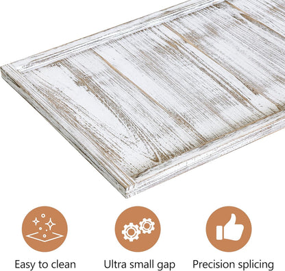 40"x20" Extra Large Long Rectangle Ottoman Table Tray - Rustic Wooden Serving Tray for Farmhouse Decorative Oversized Coffee Table Trays Living Room Kitchen Counter Breakfast White