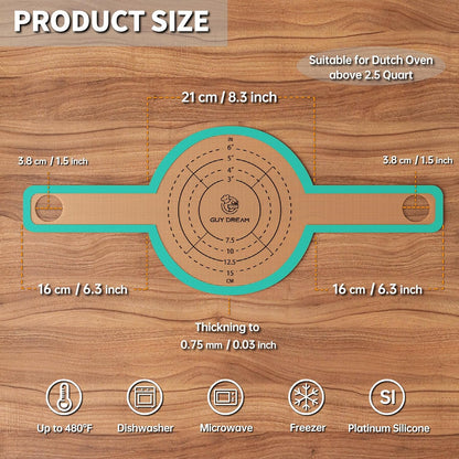 GUYDREMAT Silicone Bread Sling – Food Grade Silicone Baking Mat for Dutch Oven – Heat-resistant Dutch Oven Liner for Sourdough Baking – Easy Cleaning Bread Baking Mat, 2PCs Pack