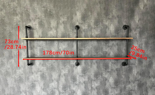 Floating Shelves Wall Bookshelf Industrial Pipe Shelving Shelves Real Wood Planks 70 inch Rustic Wall Shelves Hanging Bookshelves Farmhouse Kitchen Bar Shelving