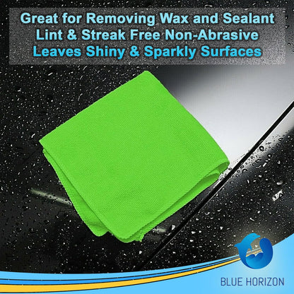 Blue Horizon Large Microfiber Cleaning Towels, 36-Pack Wash Cloths, Ultra Soft Plush Microfiber Cleaning Cloth, Products (Green, 16" X 16")