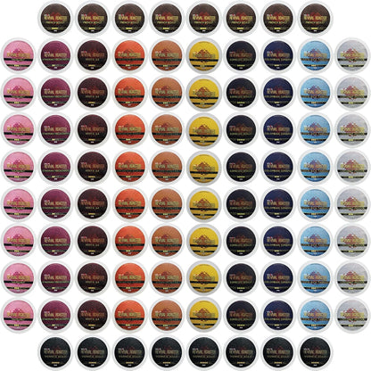 InfuSio Coffee Pods Variety Pack – 96 Count, 12 Crafted Medium & Dark Roast Blends and Artisan-Inspired Flavors Like Bourbon Pecan & Butter Toffee, Revival Roaster Collection, Compatible with Keurig 2.0 Brewers