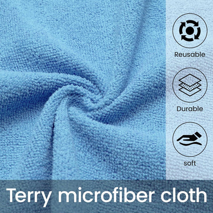 Greenfound Microfiber Cleaning Cloth Roll -80 Pack, 11.5x11.5, Tear Away Towels, Reusable and Washable Rags, Blue