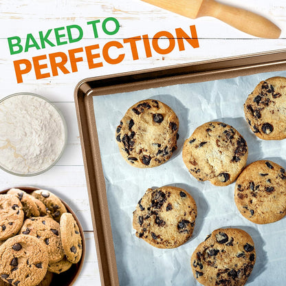 NutriChef 2-Piece Nonstick XL Cookie Sheets for Baking - 22" x 16" Extra Large Carbon Steel Oven Baking Trays - Non Stick Coating, Stackable Baking Pans, NCLGBP28
