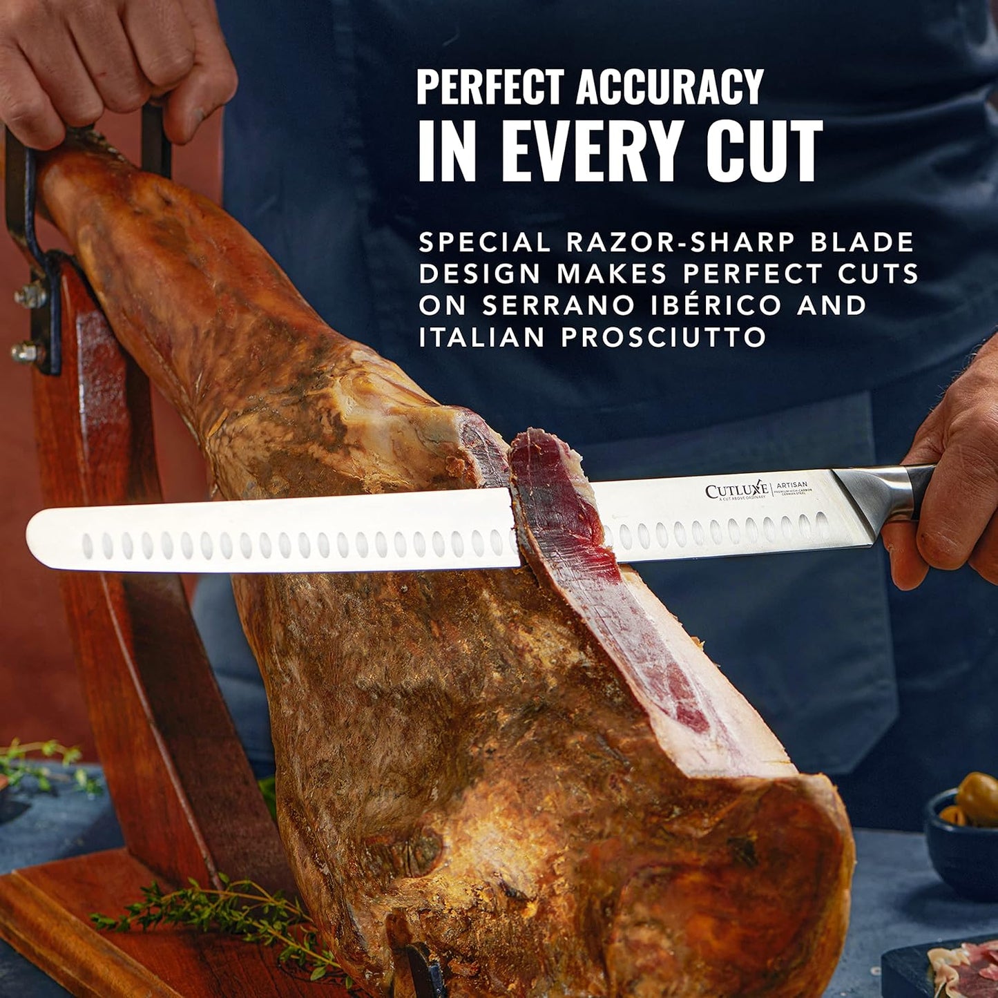Cutluxe Extra-Long 14" Slicing Carving Knife – Brisket Knife, Razor Sharp Meat and BBQ Knіfe – High Carbon German Steel – Full Tang & Ergonomic Handle Design – Artisan Series