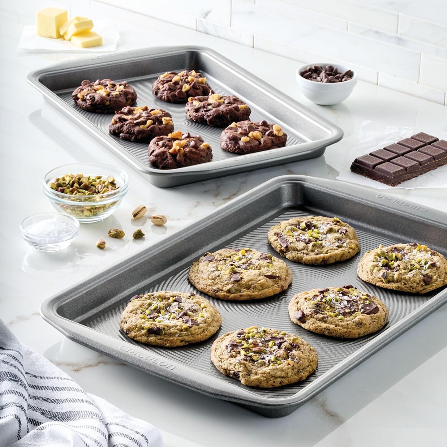 Circulon Nonstick Bakeware Set, Nonstick Cookie Sheet / Baking Sheet - 2 Piece, Gray
