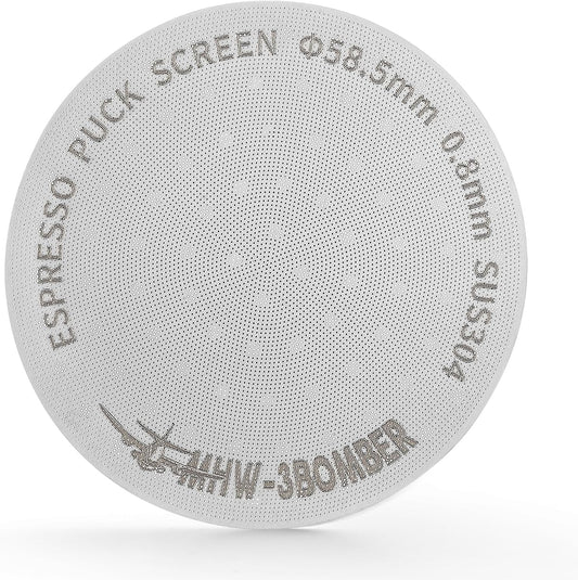 MHW-3BOMBER 58.5mm Espresso Puck Screen with Round Hole Espresso Filter 0.8mm Thickness Stainless Steel Coffee Reusable Filter for Bottomless Portafilter Filter Basket FG5590-OS