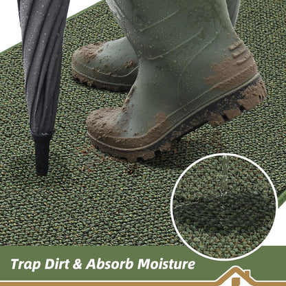 BEQHAUSE Dirt Trapper Door Mat 20" x 48", Non-Slip Washable Doormats Entrance Mat, Dirt Resistant and Absorbent Welcome Mat, Low Profile Floor Mats for Front Back Door and Entryway, Green
