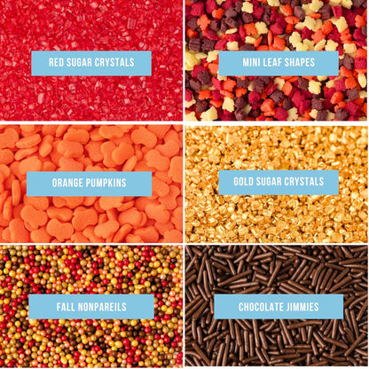 Sweets Indeed Sprinklefetti Fall 6-Cell Sprinkle Jar – 6 Assorted Fall Sprinkles (Pumpkins, Leaves, Sugar Crystals, Nonpareils, Jimmies) | Cupcake & Cake Decorations | 6.45 oz