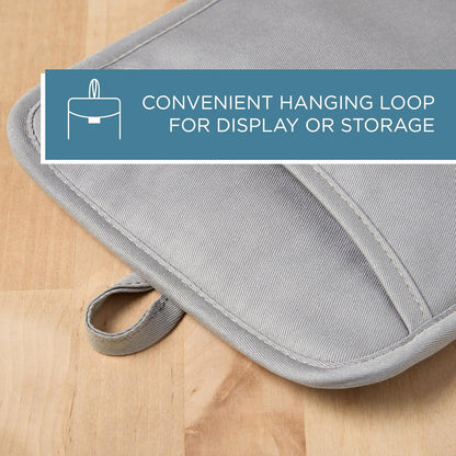 TOWN & COUNTRY BASICS Basketweave Soft Silicone Pot Holder 2-Pack Set, Heat Resistant up to 500F, Flexible Silicone, Non-Slip Grip, Grey, 7.5"x10"