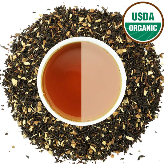 Classic Chai Tea Loose Leaf | CEYLON (110+ Cups) | 100% CERTIFIED ORGANIC Chai Ingredients| Black Tea, Cinnamon, Cardamom, Cloves & Black Pepper | Brews Chai Latte | Ancient Indian House Recipe | 8oz
