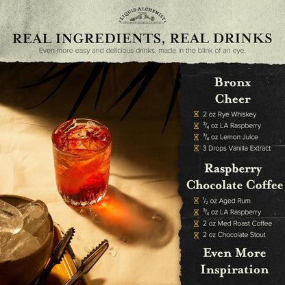 Liquid Alchemist Raspberry Syrup for Drinks - Real Ingredients Make the Perfect Summer Cocktail or Margarita Mix - Our Raspberry Cocktail Syrup is Non-GMO & Vegan (12 oz)