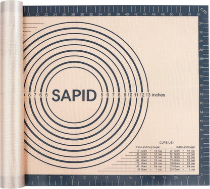 Non Slip Silicone Pastry Mat Large with Measurements for Non-stick Dough Rolling, Pie Crust, Pastry Roll Out, Cookies,Bread and Silicon Kneading Mat (16" x 24", Gray)