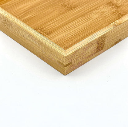 Bam & Boo - Natural Bamboo Serving Tray Modern Rectangular - for Food, Drinks, Decor, Vanity in Home, Kitchen, Bathroom, Coffee Table, Bed(X-Large, 15.75” x 11" x 1.2")