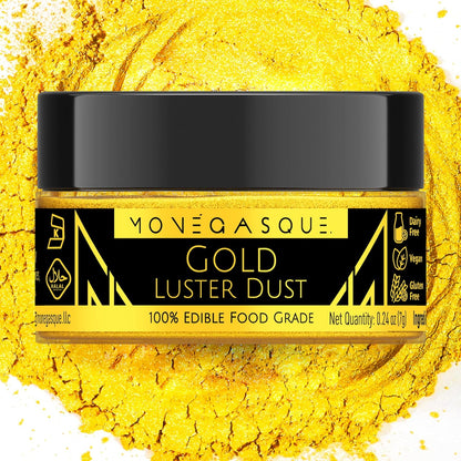 MONÉGASQUE Gold Edible Glitter for Drinks 7g – Edible Glitter for Cakes & Cocktails - Gold Luster Dust for Cocktail, Cake Decorating, Food Decorations Sprinkles Spray - Drink Shimmer Powder