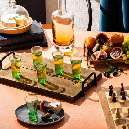 M&N HOME Ombre Green Shot Glass Set, 2 Oz Set of 6 Colored Shot Glasses, Whiskey Glasses, Tequila Shot Glasses, Cocktail Glasses, Round Shot Glasses for Vodka, Spirits & Liquor (Gradient Green Set)