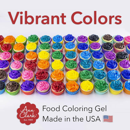 Ann Clark Cookie Cutters Professional-Grade Gel Food Coloring Made in USA .7 oz, 12 Colors