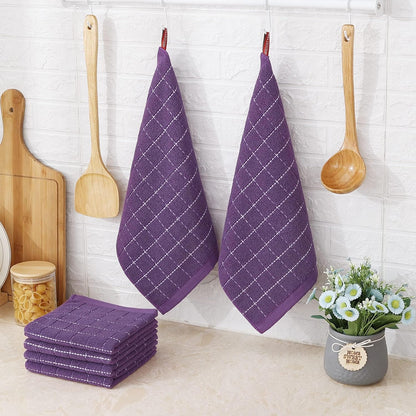 Homaxy 100% Cotton Terry Kitchen Dish Cloths, Ultra Soft and Absorbent Dish Towels for Kitchen, Suitable for Drying and Washing Dishes, 8 Pack, 12 x 12 Inches, Purple