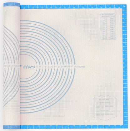 28 * 20 inches Blue, Non-Slip Silicone Baking Sheets - Baking Mat with 0.7mm Thickness - Non-Stick Pastry & Cookie Mat for Kitchen Counter for Rolling Out Dough with Measurements.