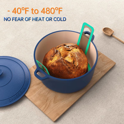 GUYDREMAT Bread Sling - Perfect Silicone Baking Mat for Sourdough Bread Baking – Superior Cast in Iron Dutch Oven Liner, 2 Pieces with Storage Band in GUY DREAM Classic Pack