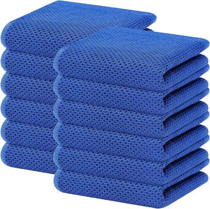 Homaxy 100% Cotton Waffle Weave Kitchen Dish Towels, Ultra Soft Absorbent Quick Drying Cleaning Towel, 13 x 28 Inches, 12-Pack, Blueberry