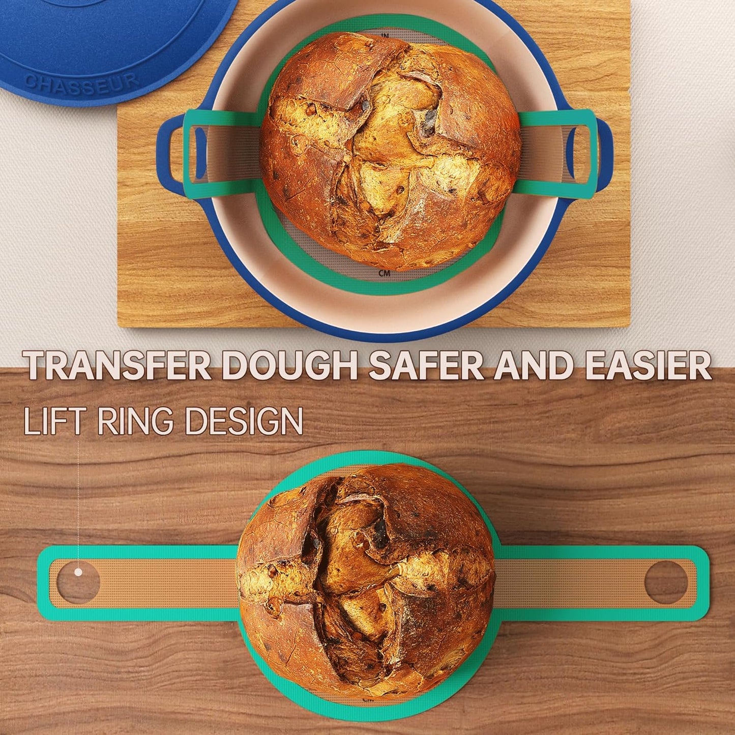 GUYDREMAT Silicone Bread Sling – Food Grade Silicone Baking Mat for Dutch Oven – Heat-resistant Dutch Oven Liner for Sourdough Baking – Easy Cleaning Bread Baking Mat, 2PCs Pack