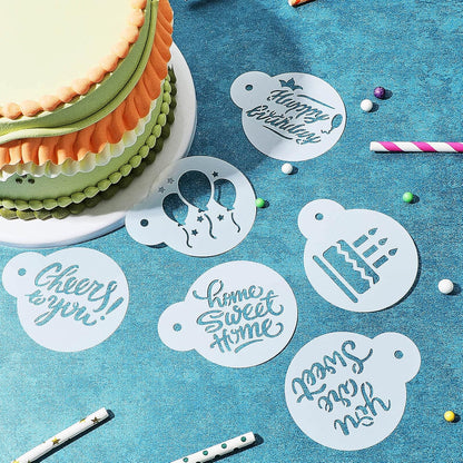 20 Pieces Birthday Cookie Stencil Templates Decoration Cookie Stencil for Birthday Coffee Cake Templates Reusable Painting Mold Tools, Dessert, Coffee Decorating Mold(Cake Style)