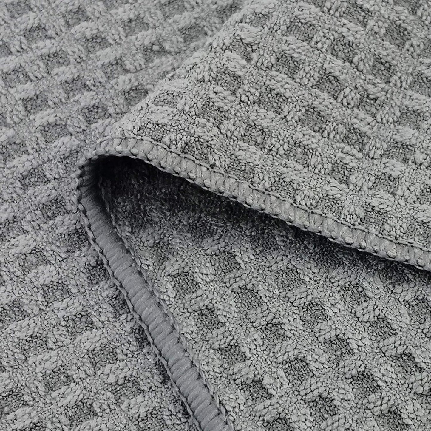POLYTE Ultra Premium Microfiber Kitchen Dish Hand Towel Waffle Weave, 8 Pack (16x28 in, Gray, White)