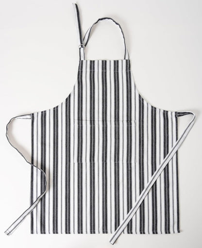 1 Oven Mitt, 1 PotHolder & 1 Kitchen Apron Set - Durable Heat Resistant Gloves - Thick Mittens for Kitchen - Suitable for Cooking, Baking, Grilling – for Men & Women – Black Stripes - Casa De Lan