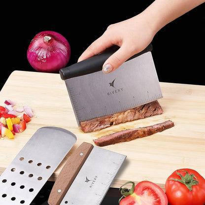 5-PCS Premium Griddle Accessories Kit, Ultimate Stainless Steel Flat Top Grill Accessories for Blackstone BBQ, Teppanyaki, Hibachi – Durable Griddle Spatula, Ideal for Outdoor & Camping