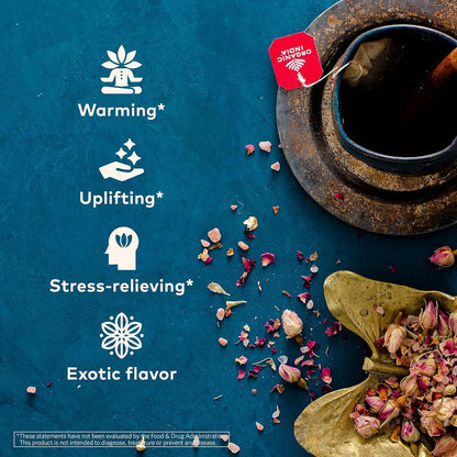 Organic India Tulsi Cinnamon Rose Herbal Tea - Holy Basil, Stress Relieving & Mystical, Immune Support, USDA Certified Organic, Supports Sugar Metabolism, Caffeine-Free - 18 Infusion Bags, 6 Pack