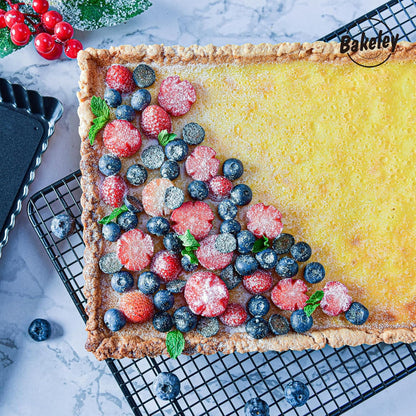 Rectangle Tart Pan, 13-Inch with Removable Loose Bottom Non-Stick Oblong Quiche Bakeware for Oven Baking (Black)