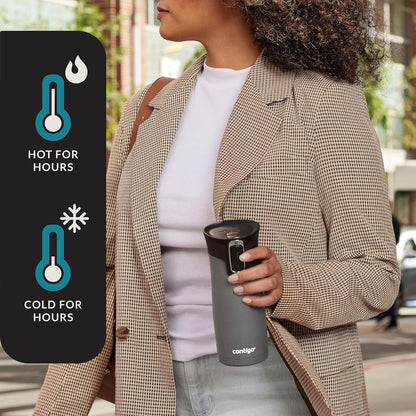 Contigo West Loop 2.0 Leak-Proof Spill-Proof Insulated Stainless Steel Travel Mug, 16oz., 2 Pack, Agave Metallic & Sake Metallic