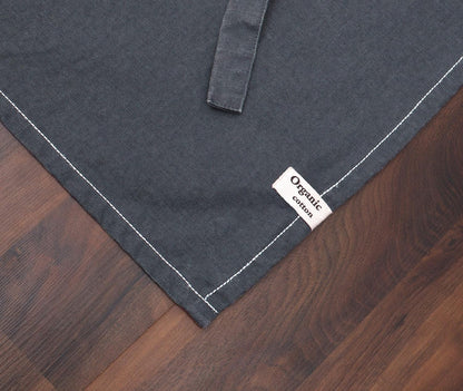 AMOUR INFINI Cotton Solid Aprons for Women with Pocket, Adjustable Strap and Waist Ties Washed Chef Aprons for Cooking, Baking and Gardening (27.5 x 33 Inches - Gray)